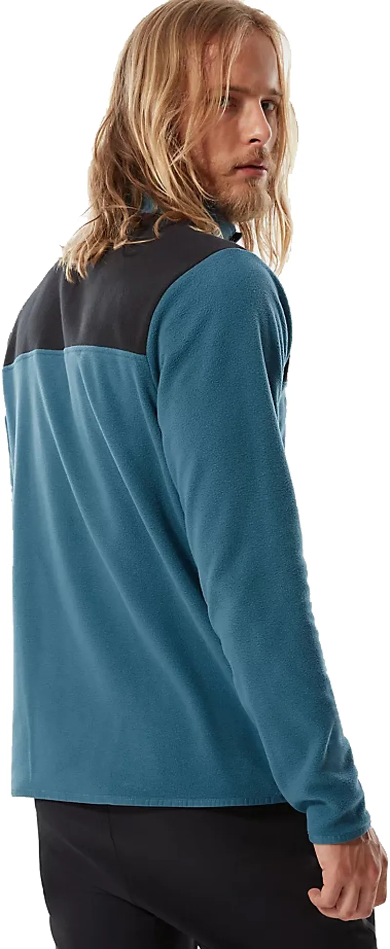 The North Face Mens TKA Glacier Snap Neck Pullover - Mallard Blue - TNF Black-3